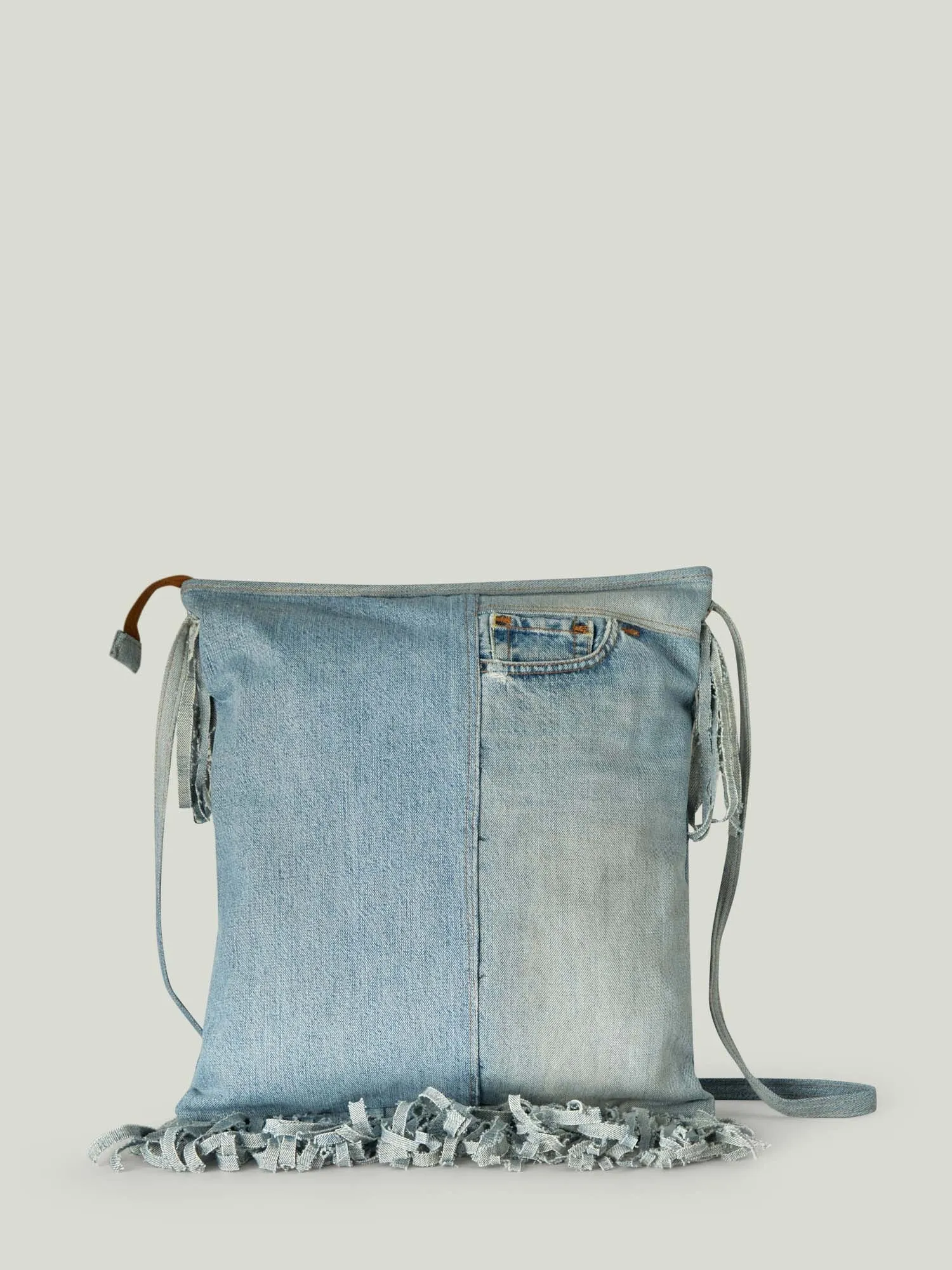 BIG DENIM BAG WITH FRINGES