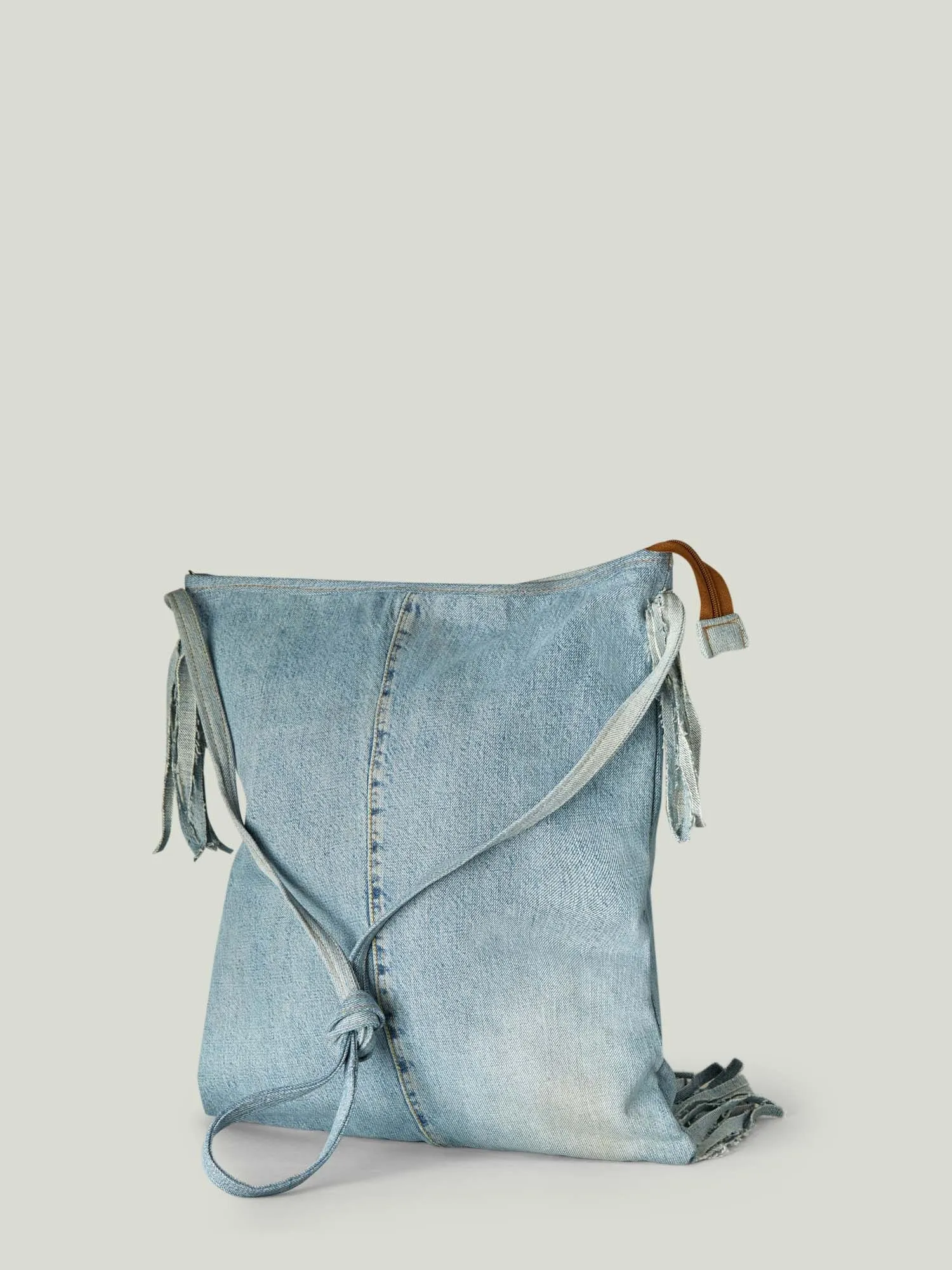 BIG DENIM BAG WITH FRINGES