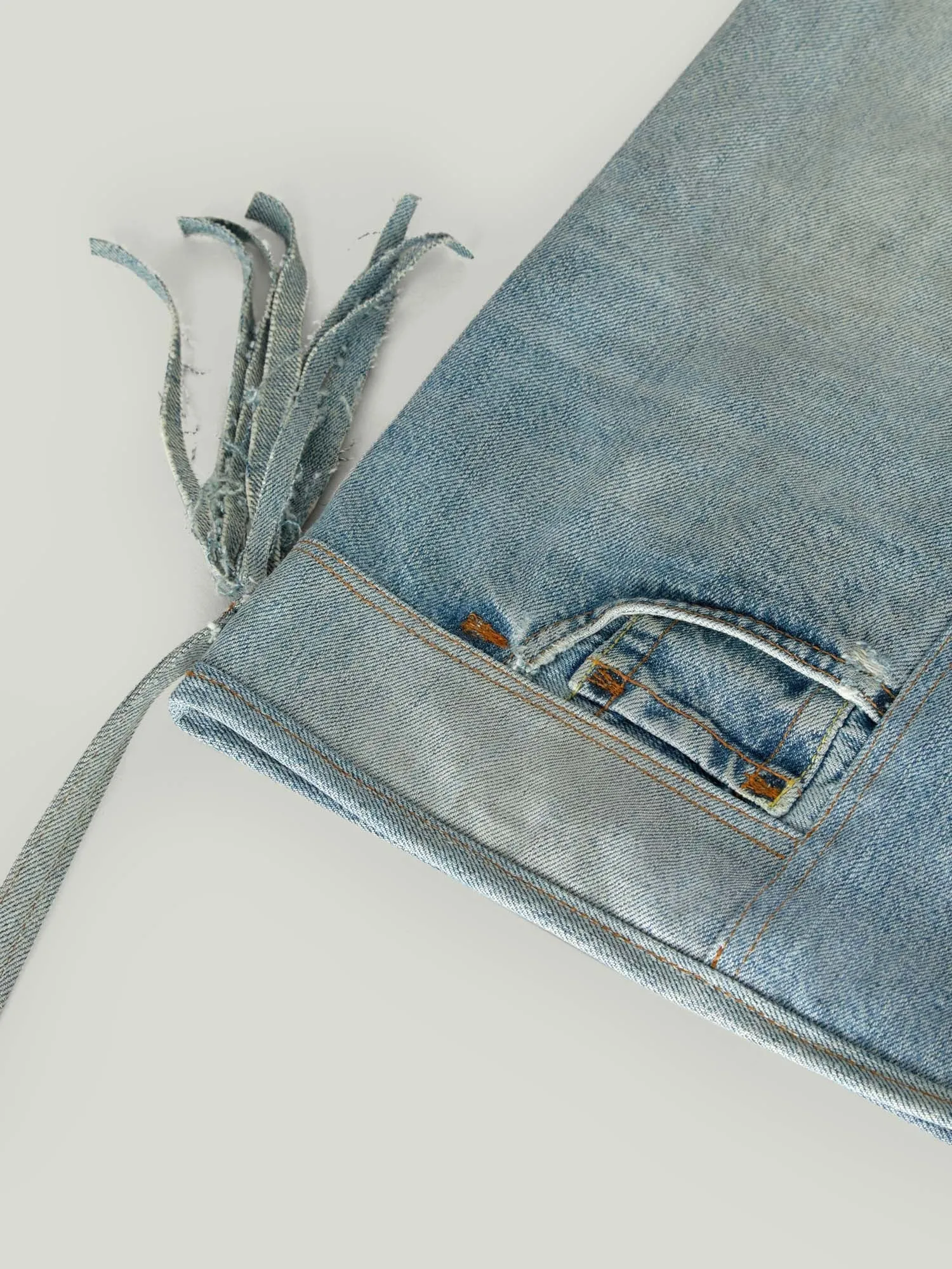 BIG DENIM BAG WITH FRINGES