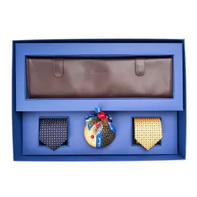 CHRISTMAS BOX WITH DARK BROWN TIE HANGER, 2 SARTORIAL TIES