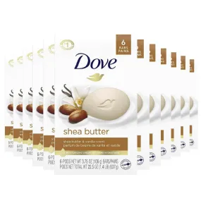 Dove Beauty Bar  for Gentle Soft Skin Care Shea Butter 3.75 OZ  6 ct - 12 Pack (72 ct)