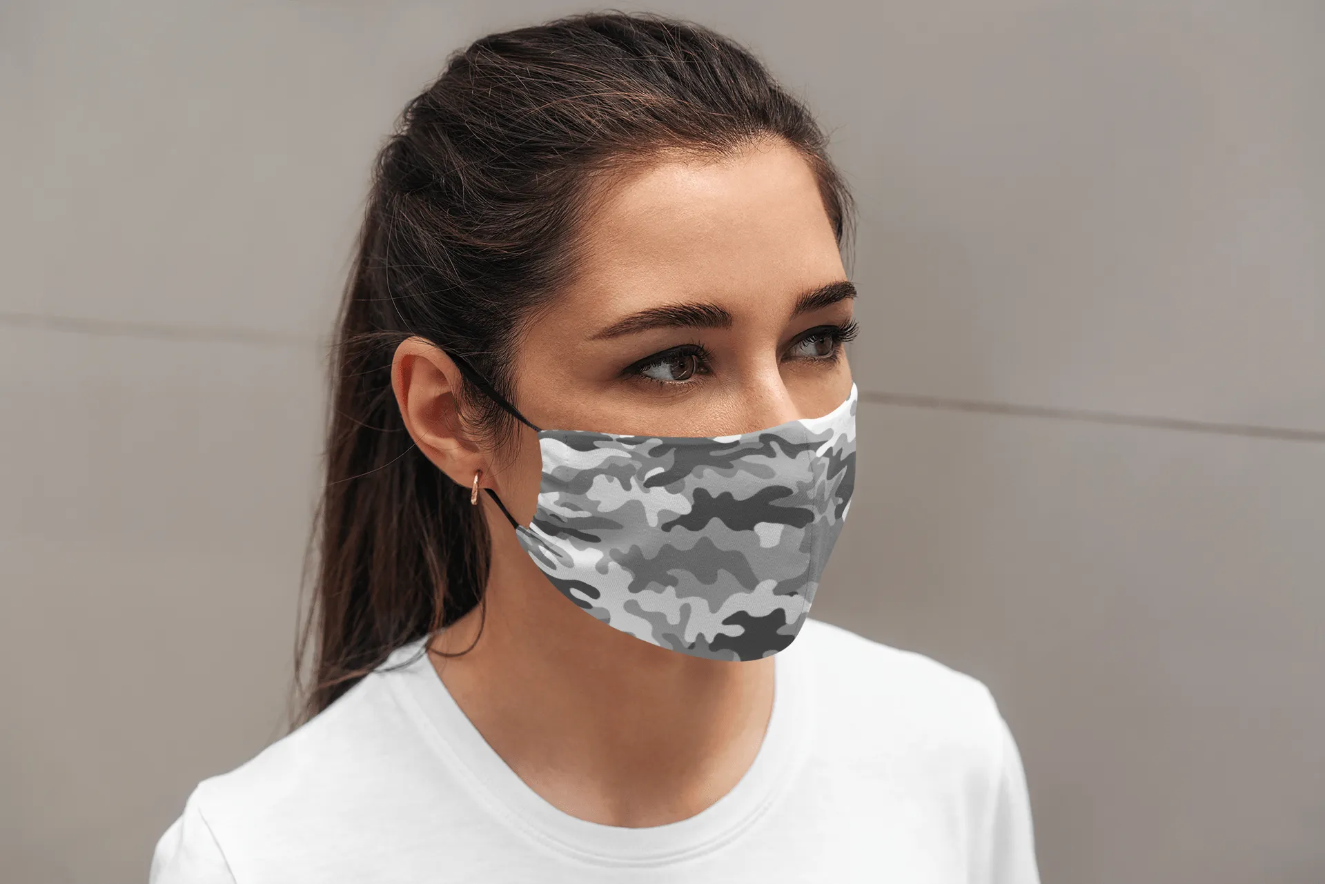 Grey Camouflage : Printed Tetra Shield Protection Mask