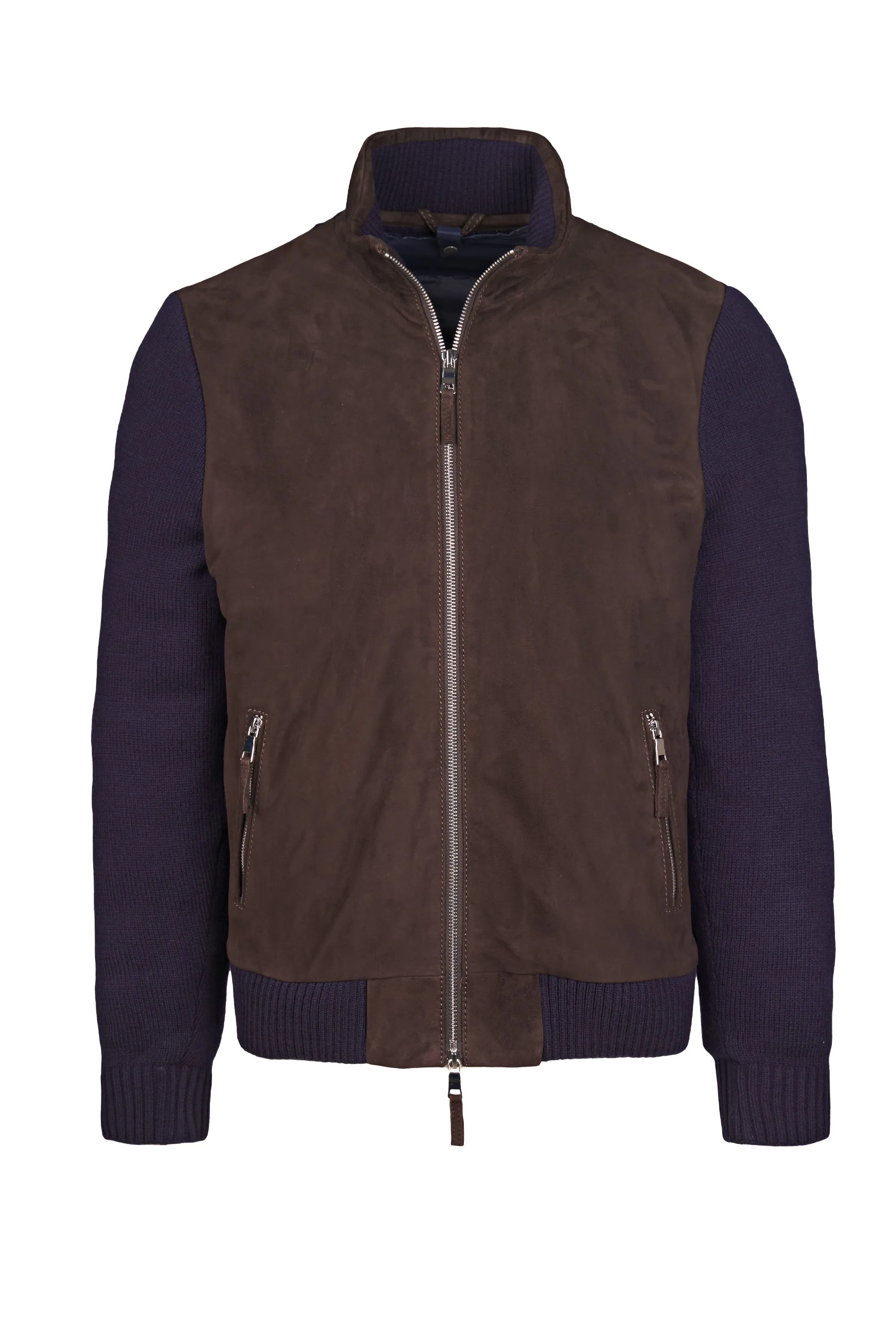 Knit Jacket with Suede Front and Removable Padded Bib